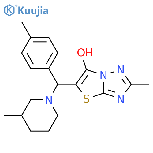 2-methyl-5-(4-methylphenyl)(3-methylpiperidin-1-yl)methyl-1,2,4triazolo3,2-b1,3thiazol-6-ol structure