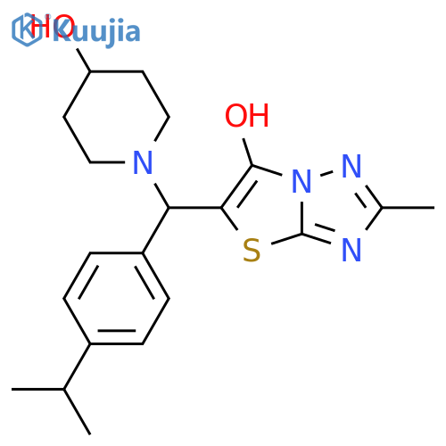 1-({6-hydroxy-2-methyl-1,2,4triazolo3,2-b1,3thiazol-5-yl}4-(propan-2-yl)phenylmethyl)piperidin-4-ol structure