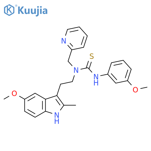 1-2-(5-methoxy-2-methyl-1H-indol-3-yl)ethyl-3-(3-methoxyphenyl)-1-(pyridin-2-yl)methylthiourea structure