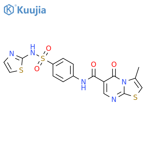 3-methyl-5-oxo-N-{4-(1,3-thiazol-2-yl)sulfamoylphenyl}-5H-1,3thiazolo3,2-apyrimidine-6-carboxamide structure