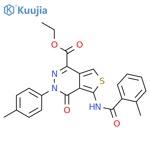 ethyl 5-(2-methylbenzamido)-3-(4-methylphenyl)-4-oxo-3H,4H-thieno3,4-dpyridazine-1-carboxylate structure