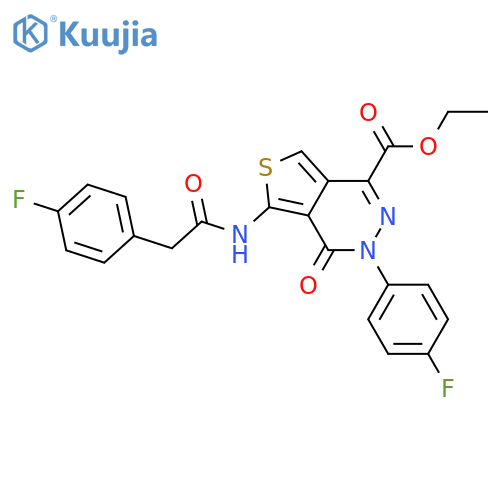 ethyl 3-(4-fluorophenyl)-5-2-(4-fluorophenyl)acetamido-4-oxo-3H,4H-thieno3,4-dpyridazine-1-carboxylate structure