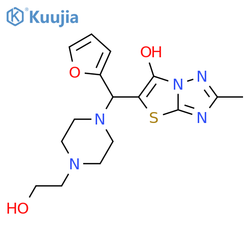 5-(furan-2-yl)4-(2-hydroxyethyl)piperazin-1-ylmethyl-2-methyl-1,2,4triazolo3,2-b1,3thiazol-6-ol structure
