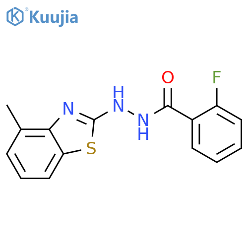 2-fluoro-N'-(4-methyl-1,3-benzothiazol-2-yl)benzohydrazide structure