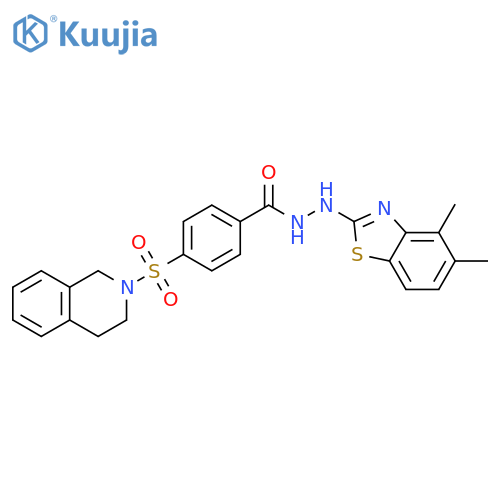 N'-(4,5-dimethyl-1,3-benzothiazol-2-yl)-4-(1,2,3,4-tetrahydroisoquinoline-2-sulfonyl)benzohydrazide structure