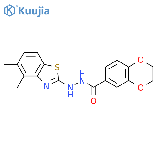 N'-(4,5-dimethyl-1,3-benzothiazol-2-yl)-2,3-dihydro-1,4-benzodioxine-6-carbohydrazide structure