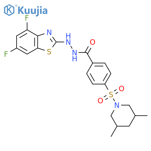 N'-(4,6-difluoro-1,3-benzothiazol-2-yl)-4-(3,5-dimethylpiperidin-1-yl)sulfonylbenzohydrazide structure