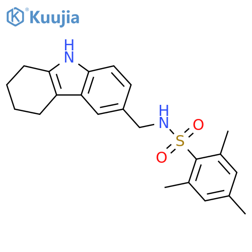2,4,6-trimethyl-N-(2,3,4,9-tetrahydro-1H-carbazol-6-yl)methylbenzene-1-sulfonamide structure