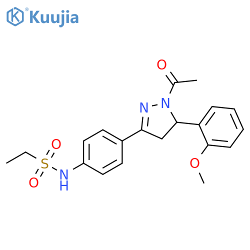 N-{4-1-acetyl-5-(2-methoxyphenyl)-4,5-dihydro-1H-pyrazol-3-ylphenyl}ethane-1-sulfonamide structure