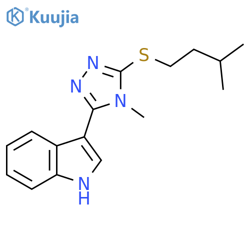 3-{4-methyl-5-(3-methylbutyl)sulfanyl-4H-1,2,4-triazol-3-yl}-1H-indole structure