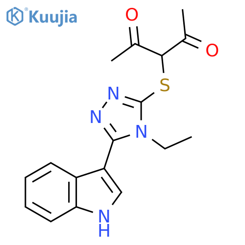 3-{4-ethyl-5-(1H-indol-3-yl)-4H-1,2,4-triazol-3-ylsulfanyl}pentane-2,4-dione structure