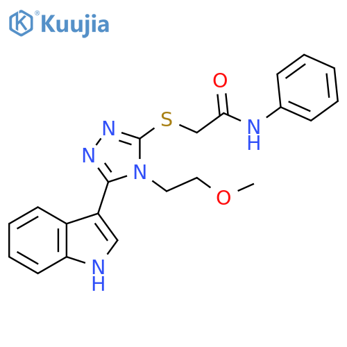 2-{5-(1H-indol-3-yl)-4-(2-methoxyethyl)-4H-1,2,4-triazol-3-ylsulfanyl}-N-phenylacetamide structure
