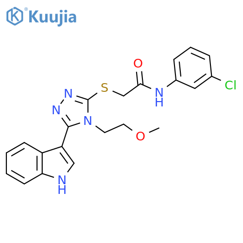 N-(3-chlorophenyl)-2-{5-(1H-indol-3-yl)-4-(2-methoxyethyl)-4H-1,2,4-triazol-3-ylsulfanyl}acetamide structure