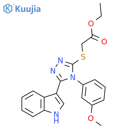 ethyl 2-{5-(1H-indol-3-yl)-4-(3-methoxyphenyl)-4H-1,2,4-triazol-3-ylsulfanyl}acetate structure