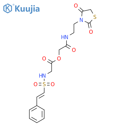 {[2-(2,4-Dioxo-1,3-thiazolidin-3-yl)ethyl]carbamoyl}methyl 2-(2-phenylethenesulfonamido)acetate structure