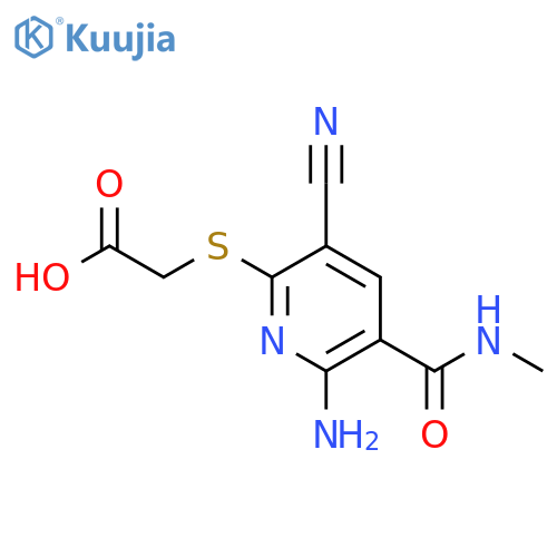 2-{6-amino-3-cyano-5-(methylcarbamoyl)pyridin-2-ylsulfanyl}acetic acid structure
