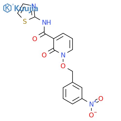 1-(3-nitrophenyl)methoxy-2-oxo-N-(1,3-thiazol-2-yl)-1,2-dihydropyridine-3-carboxamide structure