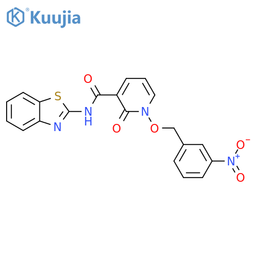N-(1,3-benzothiazol-2-yl)-1-(3-nitrophenyl)methoxy-2-oxo-1,2-dihydropyridine-3-carboxamide structure