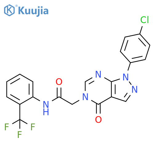 2-1-(4-chlorophenyl)-4-oxo-1H,4H,5H-pyrazolo3,4-dpyrimidin-5-yl-N-2-(trifluoromethyl)phenylacetamide structure