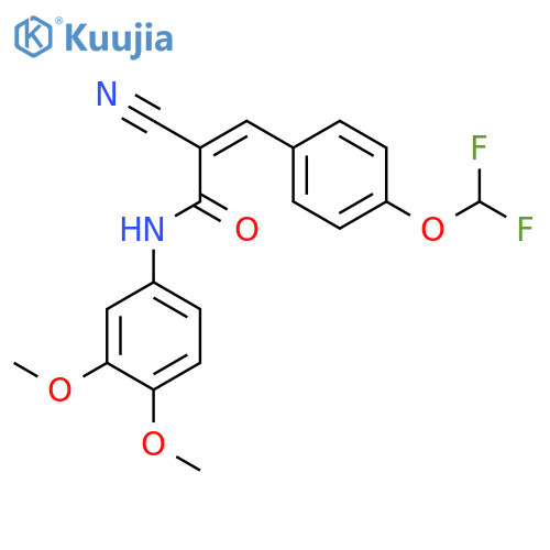 (Z)-2-Cyano-3-[4-(difluoromethoxy)phenyl]-N-(3,4-dimethoxyphenyl)prop-2-enamide structure