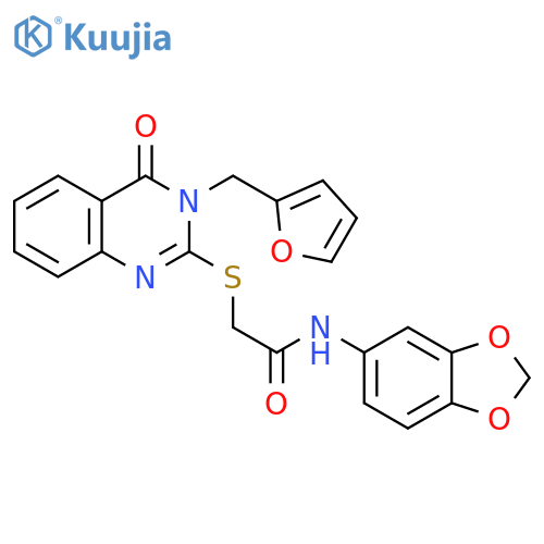 Acetamide, N-1,3-benzodioxol-5-yl-2-[[3-(2-furanylmethyl)-3,4-dihydro-4-oxo-2-quinazolinyl]thio]- structure