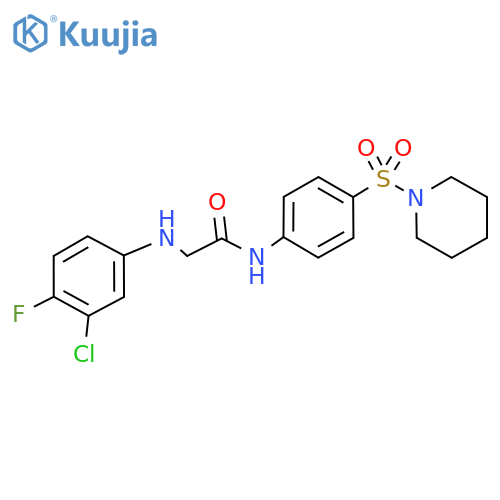 2-[(3-chloro-4-fluorophenyl)amino]-N-[4-(piperidine-1-sulfonyl)phenyl]acetamide structure