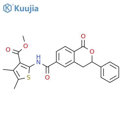 methyl 4,5-dimethyl-2-(1-oxo-3-phenyl-3,4-dihydro-1H-2-benzopyran-6-amido)thiophene-3-carboxylate structure
