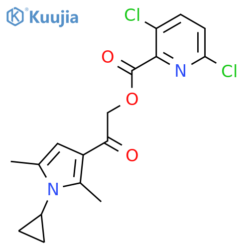 2-(1-cyclopropyl-2,5-dimethyl-1H-pyrrol-3-yl)-2-oxoethyl 3,6-dichloropyridine-2-carboxylate structure