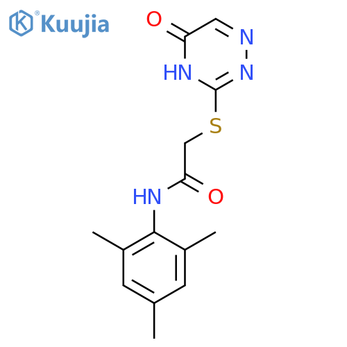 2-(5-oxo-4,5-dihydro-1,2,4-triazin-3-yl)sulfanyl-N-(2,4,6-trimethylphenyl)acetamide structure
