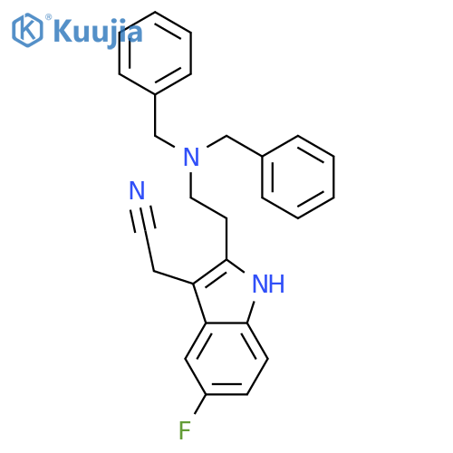 1H-Indole-3-acetonitrile, 2-[2-[bis(phenylmethyl)amino]ethyl]-5-fluoro- structure