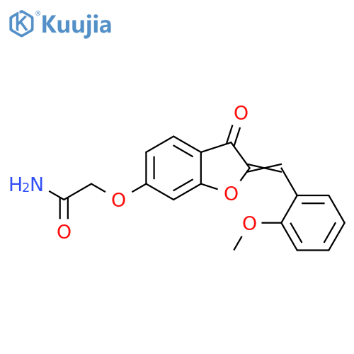 2-{(2Z)-2-(2-methoxyphenyl)methylidene-3-oxo-2,3-dihydro-1-benzofuran-6-yloxy}acetamide structure