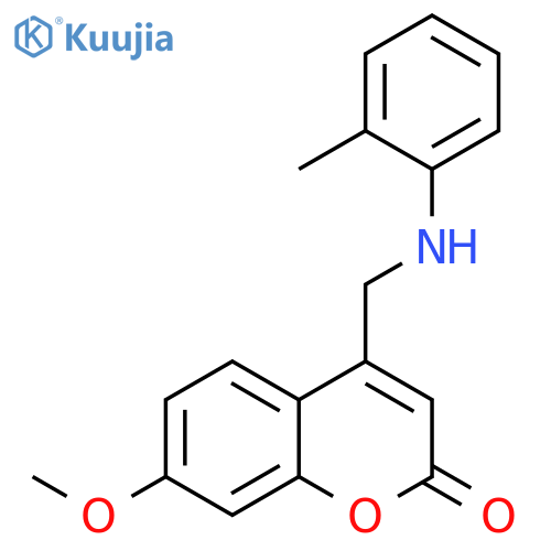 7-methoxy-4-{(2-methylphenyl)aminomethyl}-2H-chromen-2-one structure