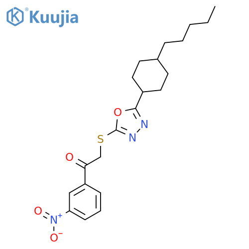 1-(3-Nitrophenyl)-2-{[5-(4-pentylcyclohexyl)-1,3,4-oxadiazol-2-yl]sulfanyl}-1-ethanone structure