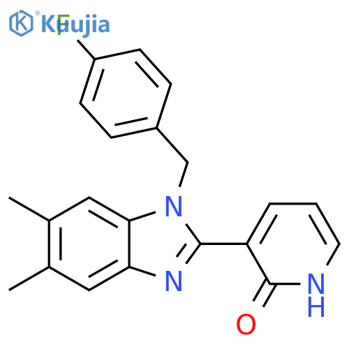 3-{1-[(4-fluorophenyl)methyl]-5,6-dimethyl-1H-1,3-benzodiazol-2-yl}-1,2-dihydropyridin-2-one structure