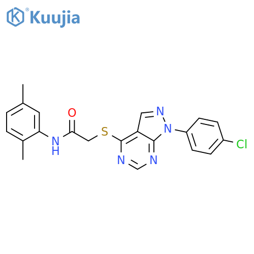 2-{1-(4-chlorophenyl)-1H-pyrazolo3,4-dpyrimidin-4-ylsulfanyl}-N-(2,5-dimethylphenyl)acetamide structure