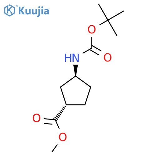 methyl trans-3-{[(tert-butoxy)carbonyl]amino}cyclopentane-1-carboxylate structure