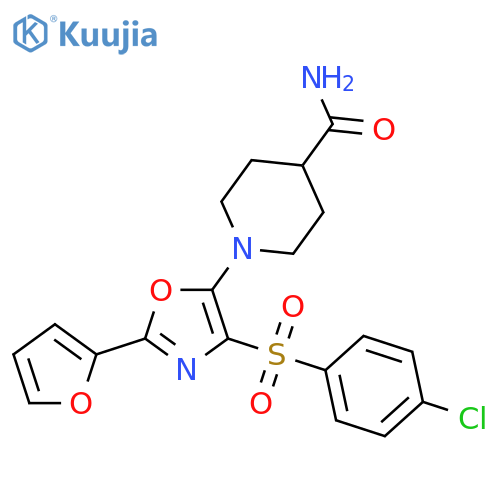 1-4-(4-chlorobenzenesulfonyl)-2-(furan-2-yl)-1,3-oxazol-5-ylpiperidine-4-carboxamide structure