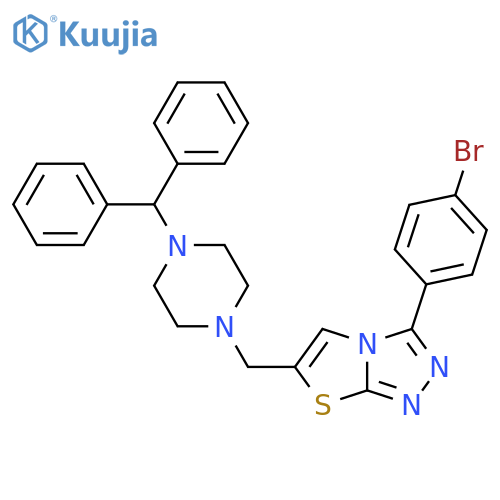 1-{3-(4-bromophenyl)-1,2,4triazolo3,4-b1,3thiazol-6-ylmethyl}-4-(diphenylmethyl)piperazine structure