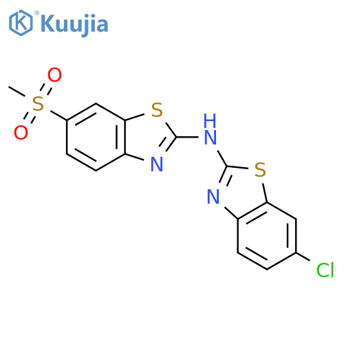 N-(6-chloro-1,3-benzothiazol-2-yl)-6-methanesulfonyl-1,3-benzothiazol-2-amine structure