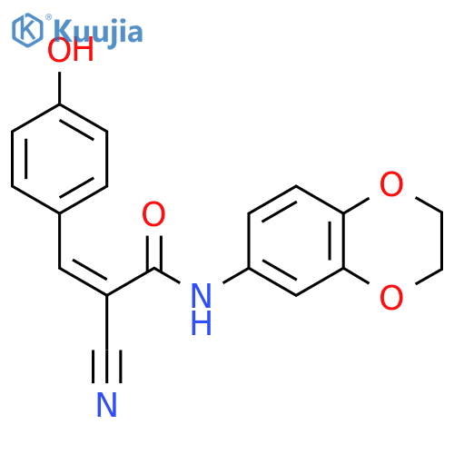 (Z)-2-Cyano-N-(2,3-dihydro-1,4-benzodioxin-6-yl)-3-(4-hydroxyphenyl)prop-2-enamide structure