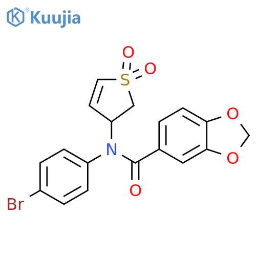 N-(4-bromophenyl)-N-(1,1-dioxo-2,3-dihydro-1lambda6-thiophen-3-yl)-2H-1,3-benzodioxole-5-carboxamide structure