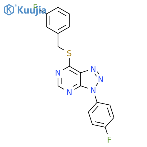 3-(4-fluorophenyl)-7-{(3-fluorophenyl)methylsulfanyl}-3H-1,2,3triazolo4,5-dpyrimidine structure