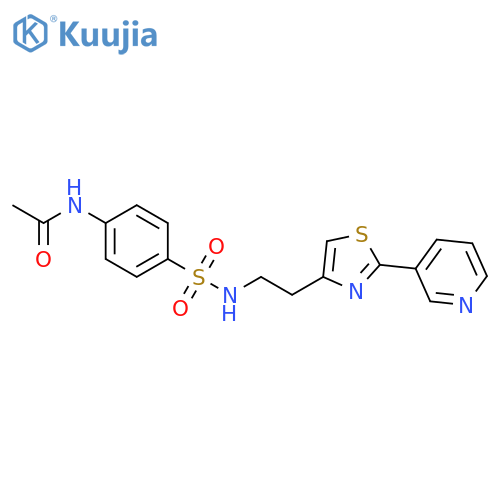 N-4-({2-2-(pyridin-3-yl)-1,3-thiazol-4-ylethyl}sulfamoyl)phenylacetamide structure