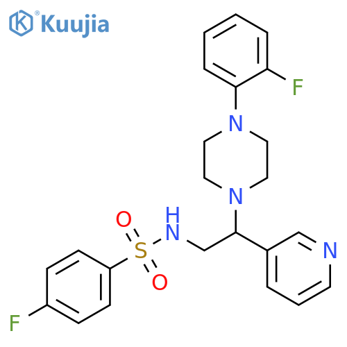 4-fluoro-N-{2-4-(2-fluorophenyl)piperazin-1-yl-2-(pyridin-3-yl)ethyl}benzene-1-sulfonamide structure