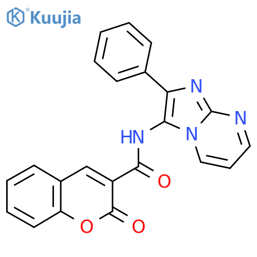 2-oxo-N-{2-phenylimidazo1,2-apyrimidin-3-yl}-2H-chromene-3-carboxamide structure