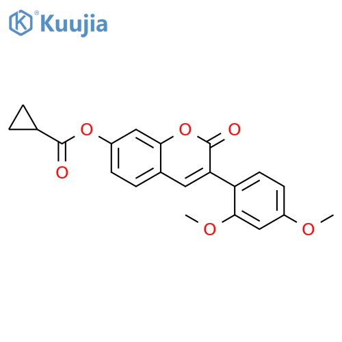 3-(2,4-dimethoxyphenyl)-2-oxo-2H-chromen-7-yl cyclopropanecarboxylate structure