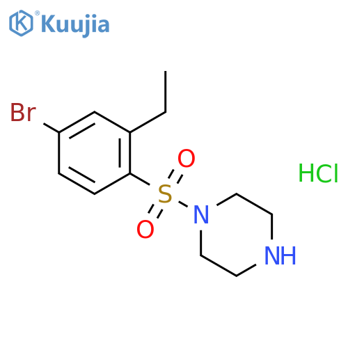 Piperazine,1-[(4-bromo-2-ethylphenyl)sulfonyl]-, hydrochloride (1:1) structure