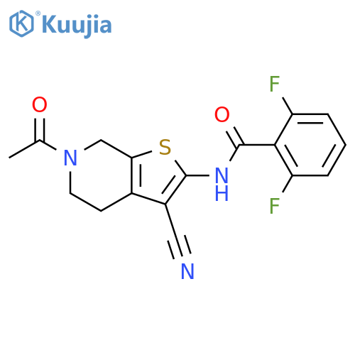 N-{6-acetyl-3-cyano-4H,5H,6H,7H-thieno2,3-cpyridin-2-yl}-2,6-difluorobenzamide structure
