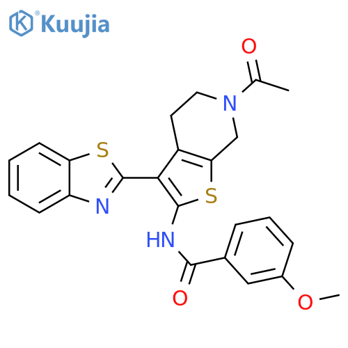N-6-acetyl-3-(1,3-benzothiazol-2-yl)-4H,5H,6H,7H-thieno2,3-cpyridin-2-yl-3-methoxybenzamide structure
