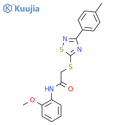 N-(2-methoxyphenyl)-2-{3-(4-methylphenyl)-1,2,4-thiadiazol-5-ylsulfanyl}acetamide structure